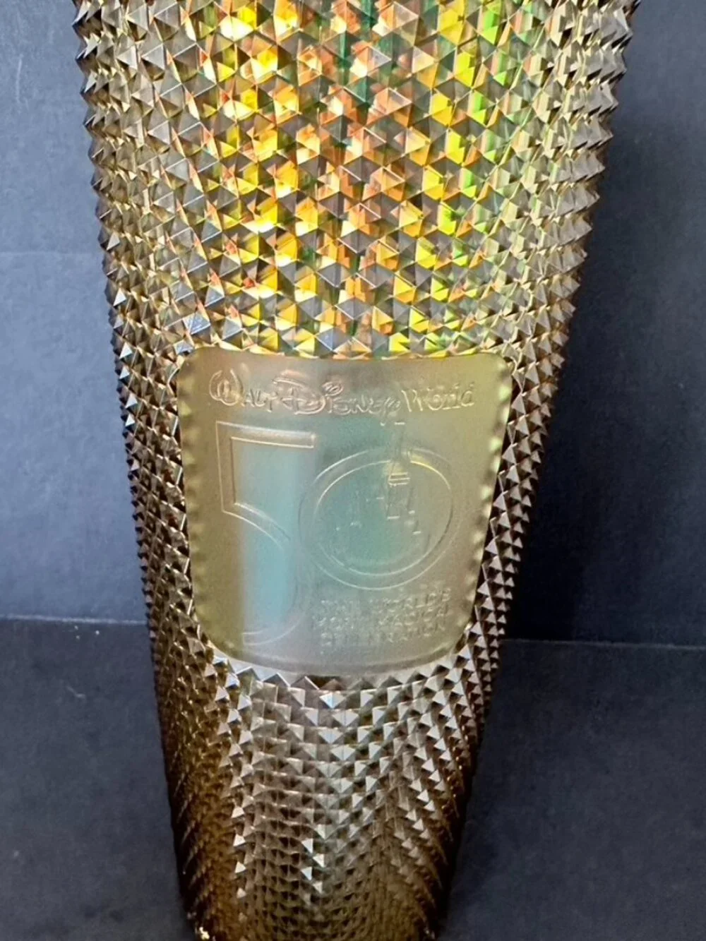 Walt Disney World 50th Anniversary Geometric Starbucks Tumbler with Straw Gold